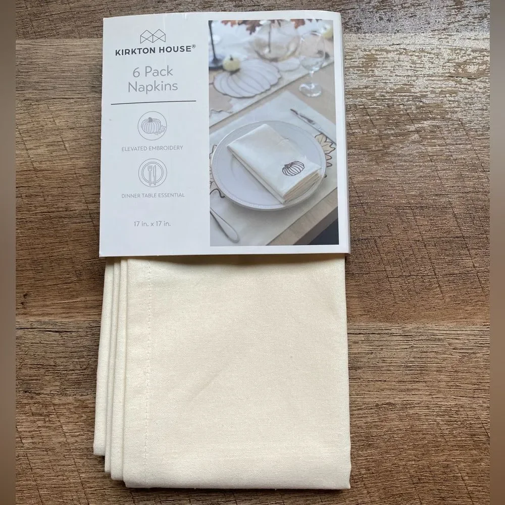 Kirkton House Cream Napkins with Embroidery Pumpkin